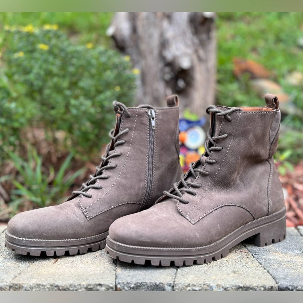 Brown combat boots